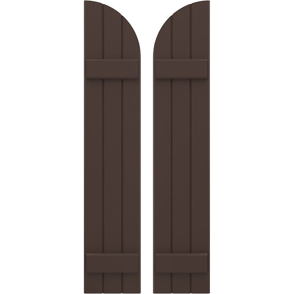 Ekena Millwork Americraft 3-Board (2 Batten) Wood Joined Board-n-Batten Shutters w/ Arch Top, ARW101BQ311X52TBH, PR ARW101BQ311X52TBH - main